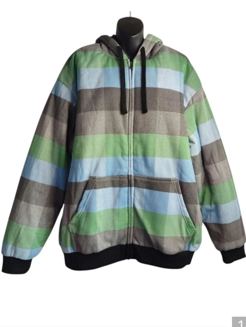Original Deluxe Mens Hooded Jacket Multicolor Plaid Faux Sherpa Lined Sz 3XL NWT